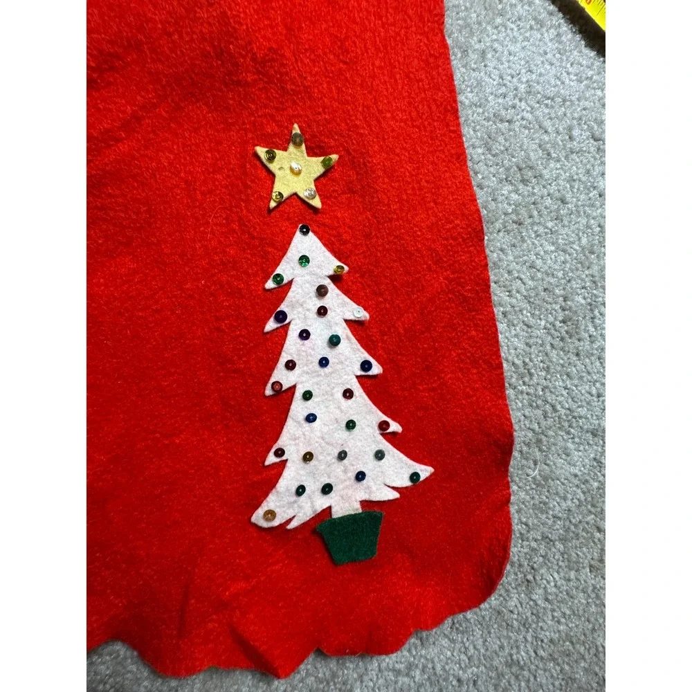 Harzfelds Vintage Christmas Felt Apron Womens Red Good Holiday Applique Kitsch